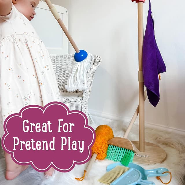 Detalle de Jaques of London Kids Cleaning Set wooden pretend play trolley for toddlers (since 1795)