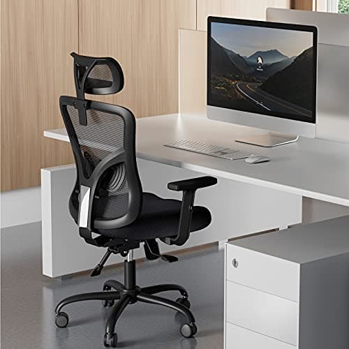 Detalle 2 de NOBLEWELL Silla de Oficina Ergonómica con soporte lumbar, reposacabezas 2D y respaldo reclinable hasta 130°