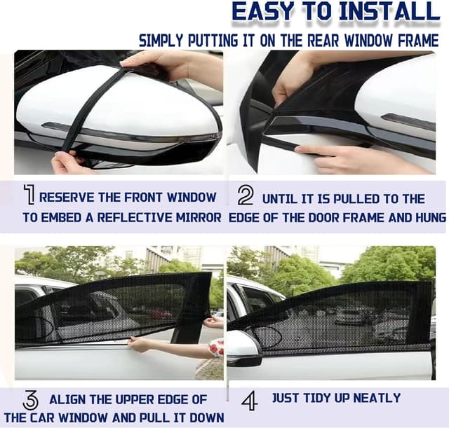 Detalle de OUTTDID 2 Pack Front Car Window Sun Shades – Stretchy side window net covers (up to 80x126cm)