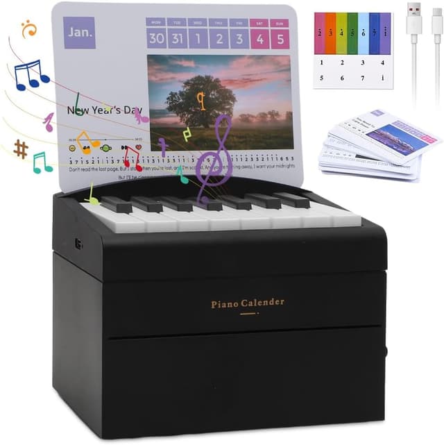 Detalle de Taylor Sänger Kalender 2026: spielbarer Mini-Klavier-Tischkalender mit 26 Karten und 52 Liedern