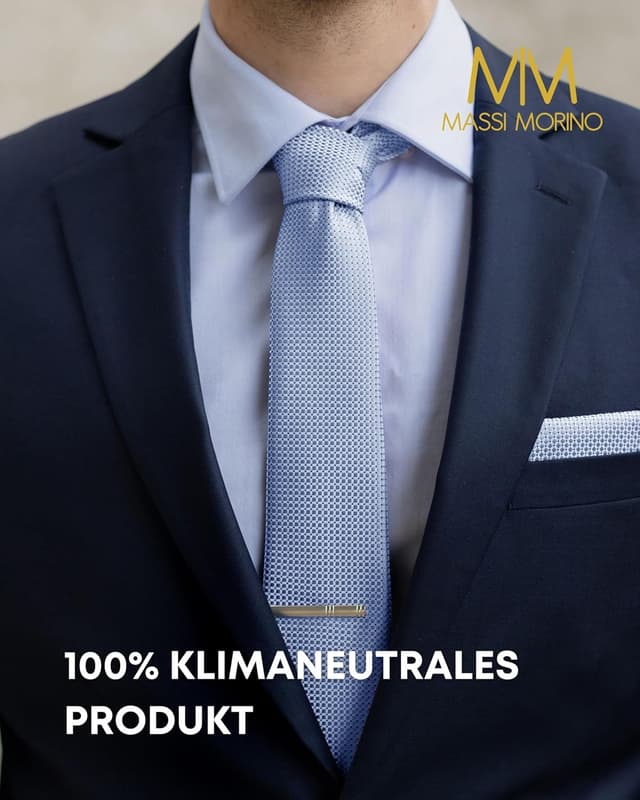 Detalle 2 de Massi Morino Morino Krawatte mit Einstecktuch Set Herren – inkl. Manschettenknöpfe, Krawattennadel & Geschenkbox