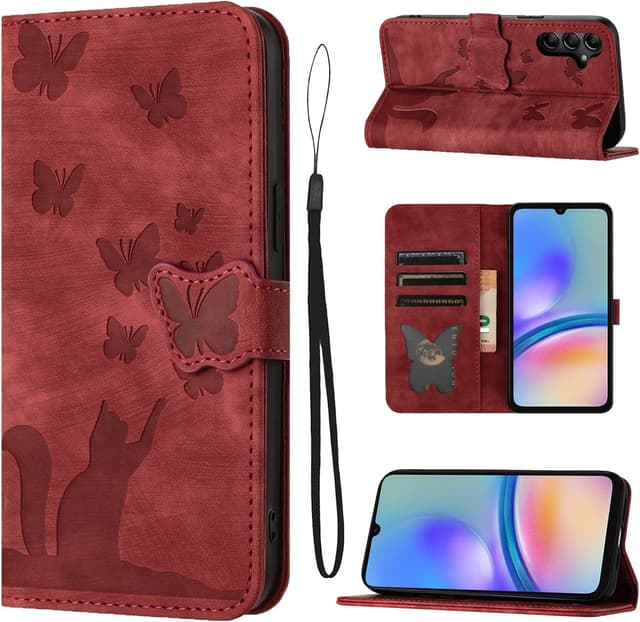 Detalle de LSPCASA Handyhülle für Samsung Galaxy A05S (6,7 Zoll) – PU-Leder-Flip-Case mit Kartenfächern, Standfunktion & Magnetverschluss