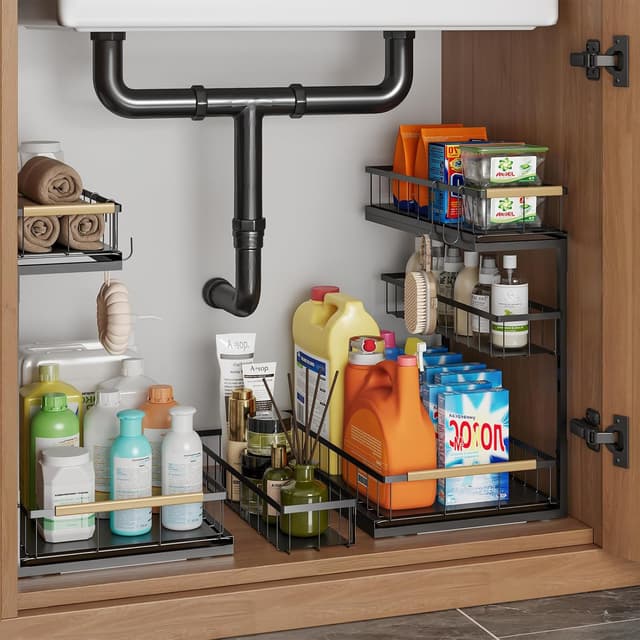 Detalle de Aekenr 3-Tier Under Sink Organizer & Pull-Out Storage (2-Pack) for Kitchen & Bathroom Cabinets