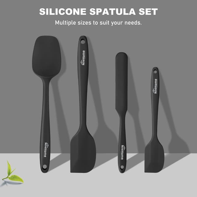 Thumbnail 6 de NileHome Silicone Spatula Set (4-piece) with 18/8 stainless steel core, BPA-free, black