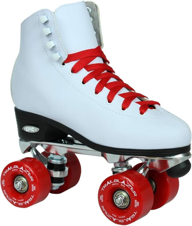 Detalle de Epic Skates Classic White Roller Skates with Red Wheels