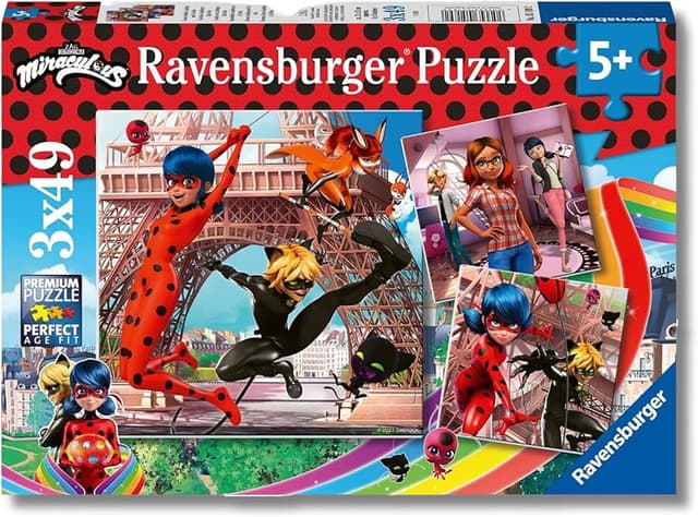 Detalle de Ravensburger Puzzles Miraculous 3×49 piezas 🧩