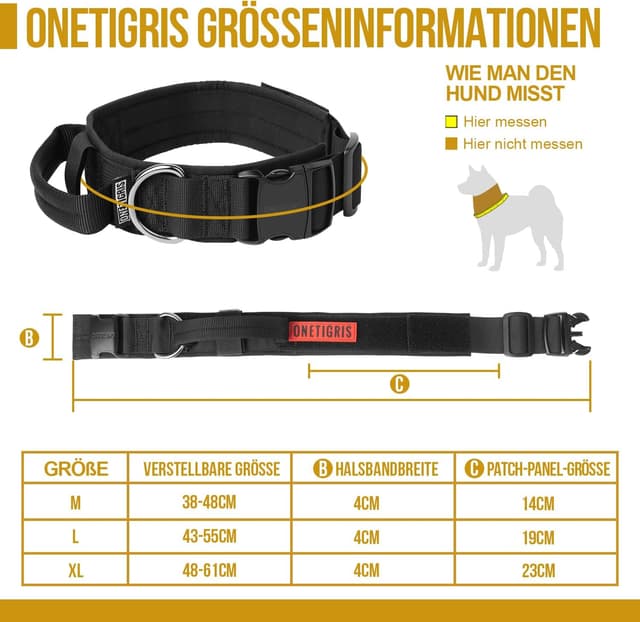 Detalle 2 de OneTigris Hunde Halsband XL 5 Größenverstellbar