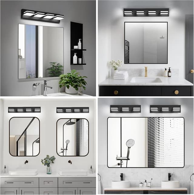 Thumbnail 6 de IZORRO LED Modern Bathroom Lights Fixture (4-Light, Dimmable, 360° Rotate) in Matte Black Acrylic