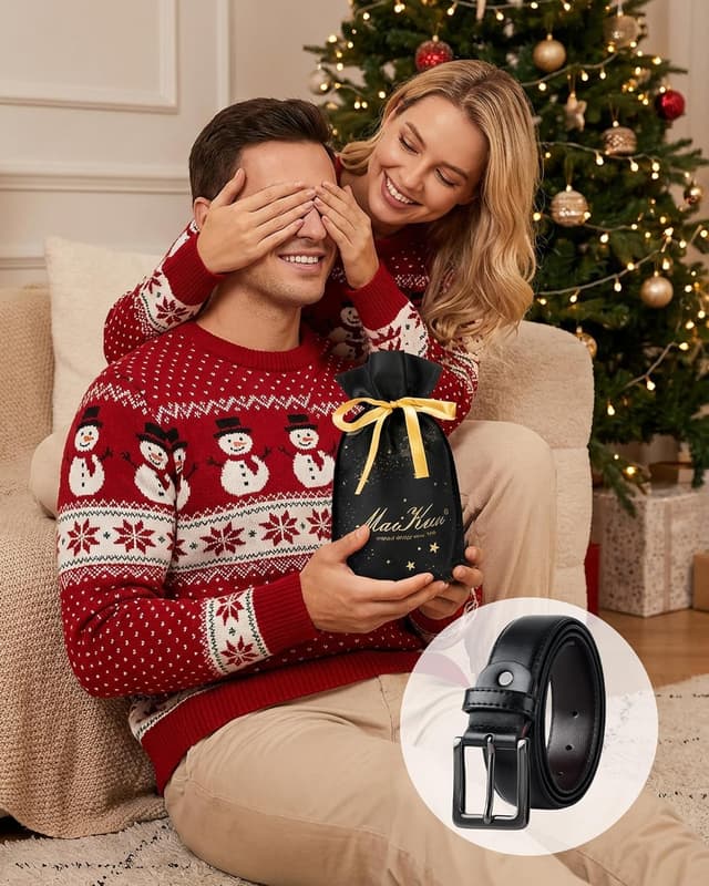 Thumbnail 5 de maikun Black Leather Belt for Men