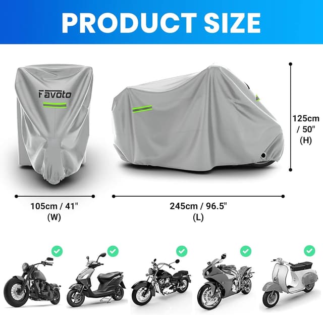 Thumbnail 6 de Favoto Funda para Moto XXL 245x105x125cm Plata