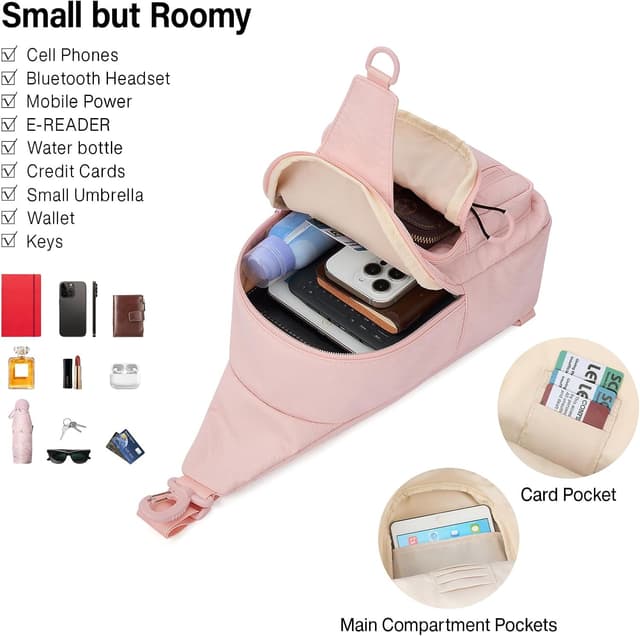 Detalle de Hanke cross body sling bag for women – travel, hiking and everyday shoulder bag with organised pockets