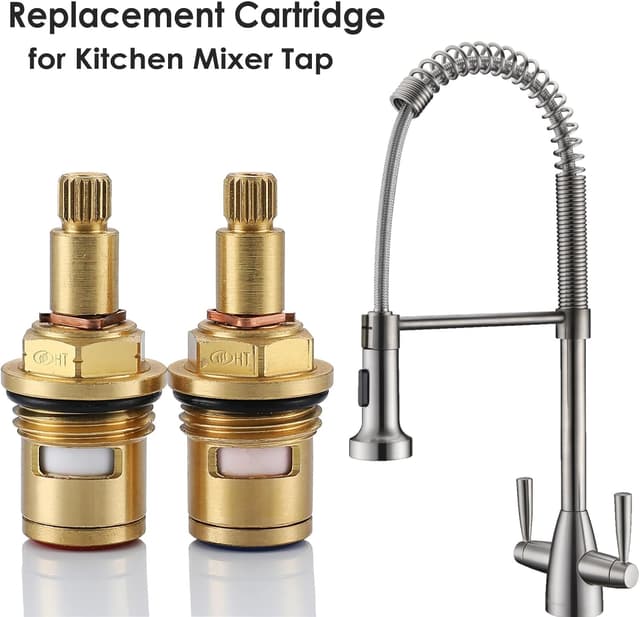 Thumbnail 6 de 2 Pack Mixer Tap Cartridge 1/4 Turn 20 Spline Brass