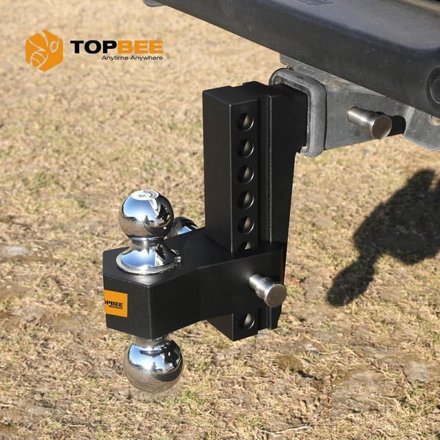 Detalle 2 de TOPBEE Adjustable Trailer Hitch with 2-inch Receiver, 8-inch Drop and Dual Hitch Balls (12,500 LB)