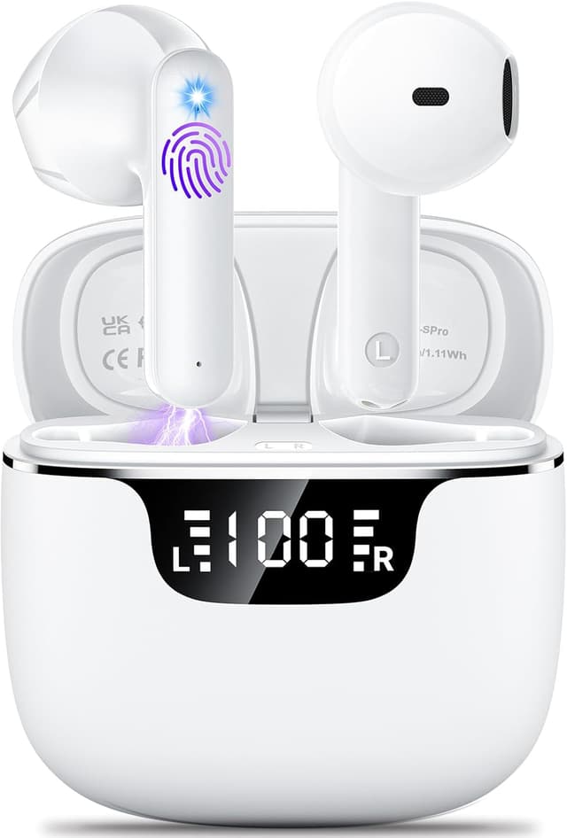 Detalle de Wireless Earbuds Bluetooth 5.4 with ENC Mic, 42H Playtime, USB-C Charging Case