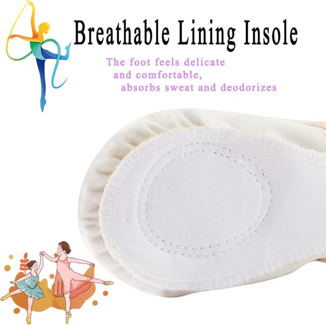 Detalle 2 de TETSUO Girls Ballet Shoes – Indoor ballet flats for kids, toddlers, yoga & gym practice