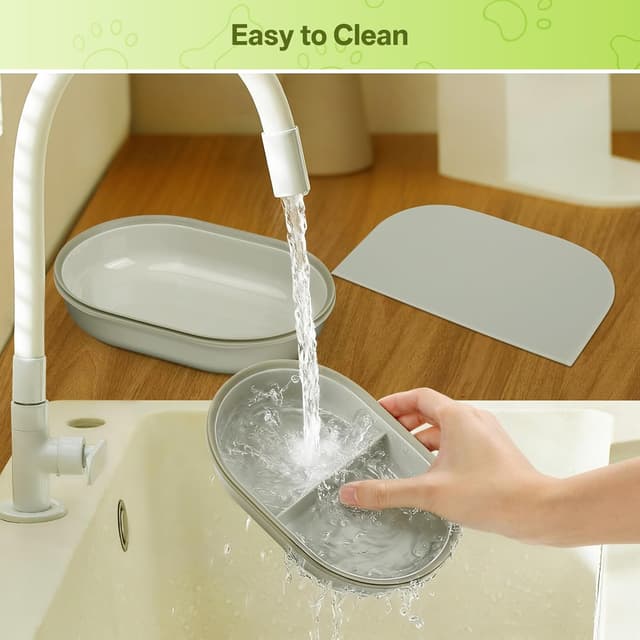 Detalle 2 de Mat and Bowl Set for Automatic Microchip Pet Feeder (Single & Split Bowl + Mat), Grey