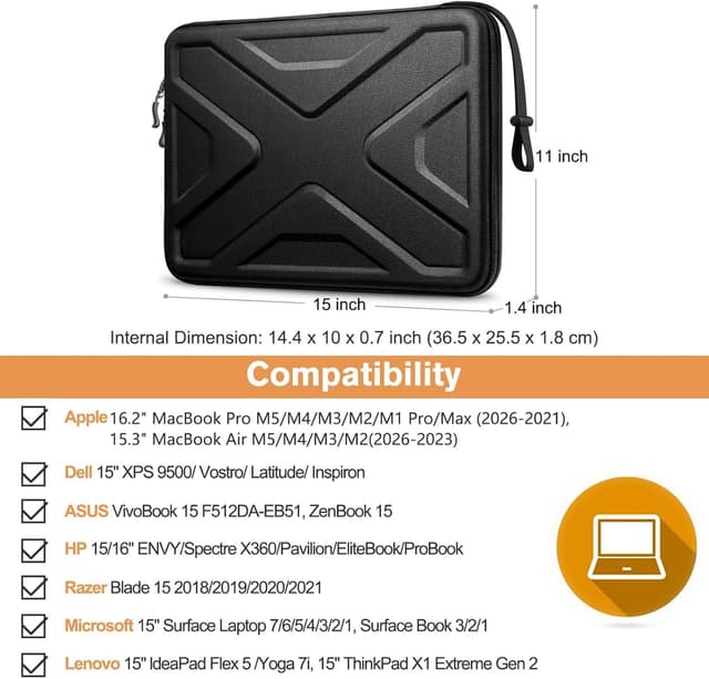 Detalle 2 de SITHON Laptop Hülle für 15,3" bis 15" – stoßfest mit EVA- und 4-mm-Polsterung