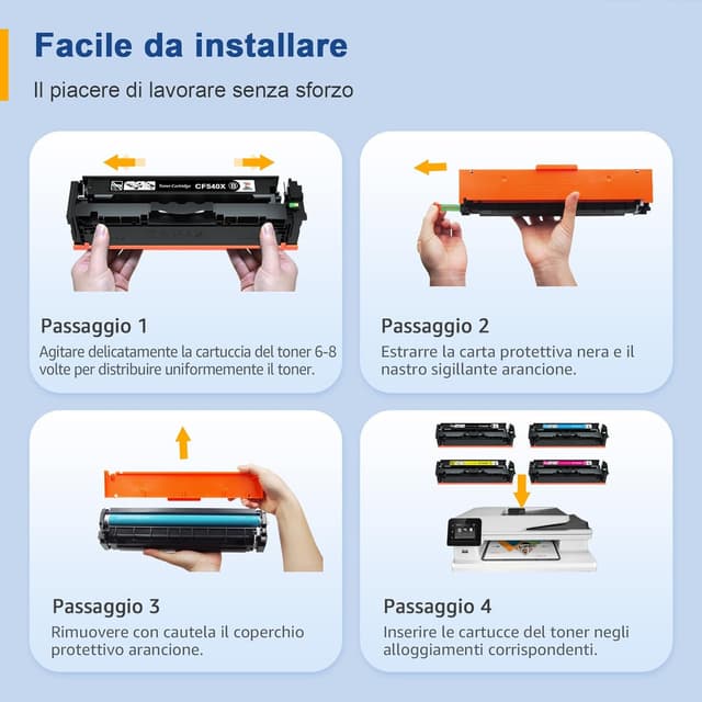 Detalle de Palmtree 203X CF540X toner compatibile per HP 203X / HP 203A: 4-pack Nero, Ciano, Magenta, Giallo
