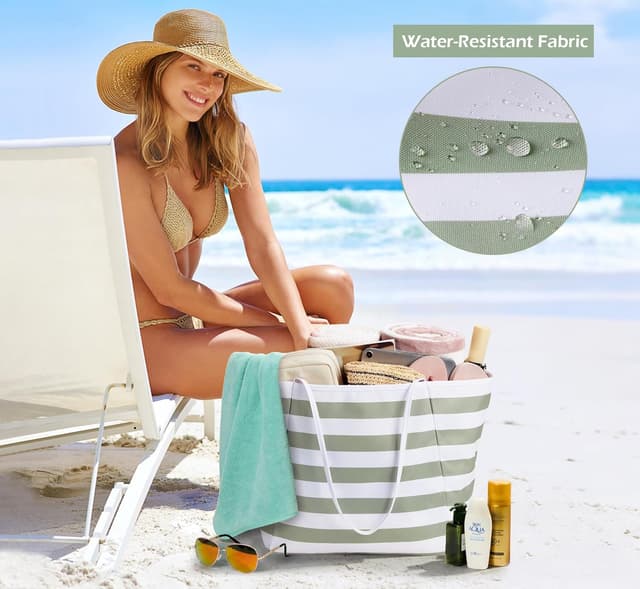 Detalle de KALIDI Strandtasche XXL Familie – wasserdichte Badetasche für Strand, Reisen und Einkaufen