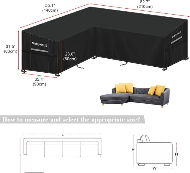 Detalle 2 de SIMPHAUS L Shaped Garden Furniture Cover