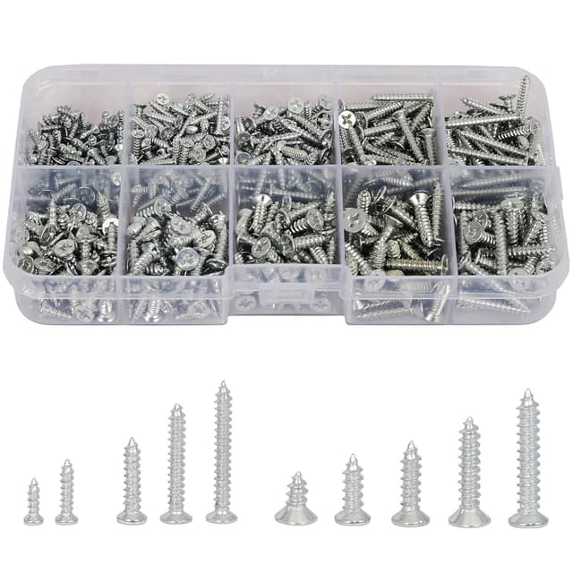 Detalle de AMLOOPH self tapping small wood screws assortment (535 pcs) with plastic storage box