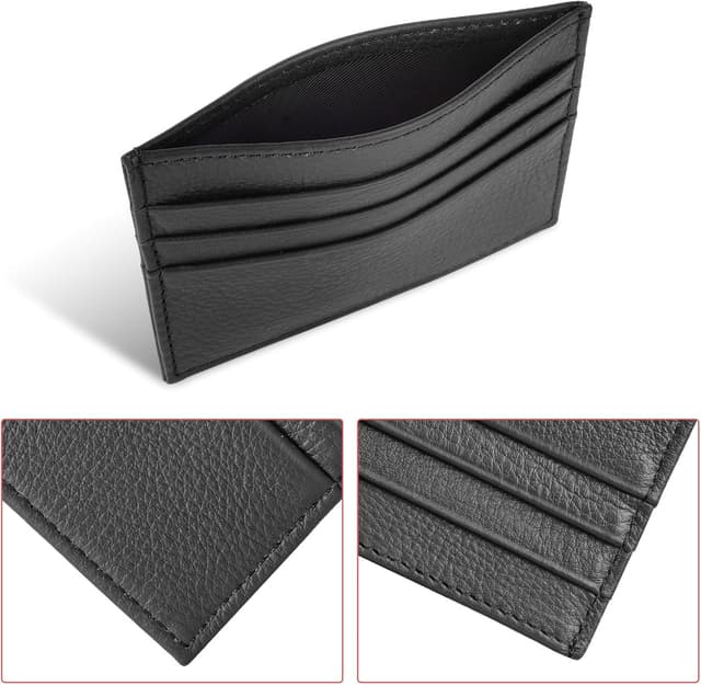 Detalle de URAQT Leder Slim Wallet – dünnes minimalistisches Kartenetui mit RFID-Blocking