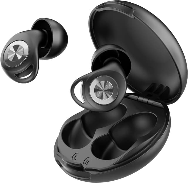 Detalle de Wiederverwendbare Ohrstöpsel zum Schlafen (45 dB) mit Silikon, 8 Paar Spitzen & Aufbewahrungsbox – Schwarz