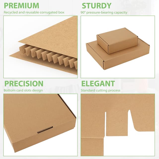 Detalle de HORLIMER 20 Pack Shipping Boxes (11x8x2 inches) Brown Corrugated Cardboard Mail Boxes