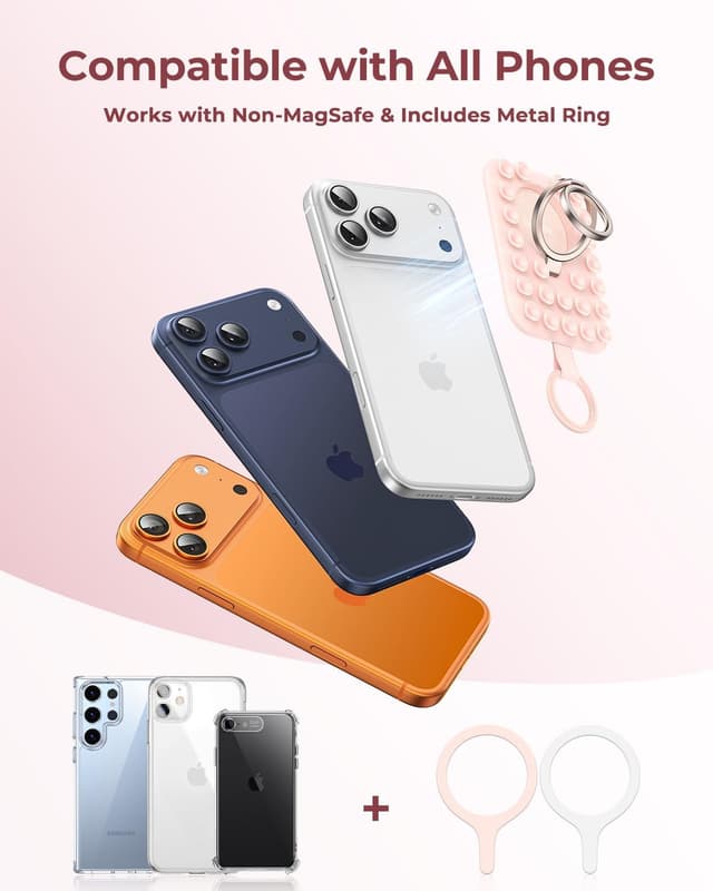 Detalle de Syncwire Magnetic Phone Grip MagSafe-Compatible Phone Ring Holder (Blush Pink)