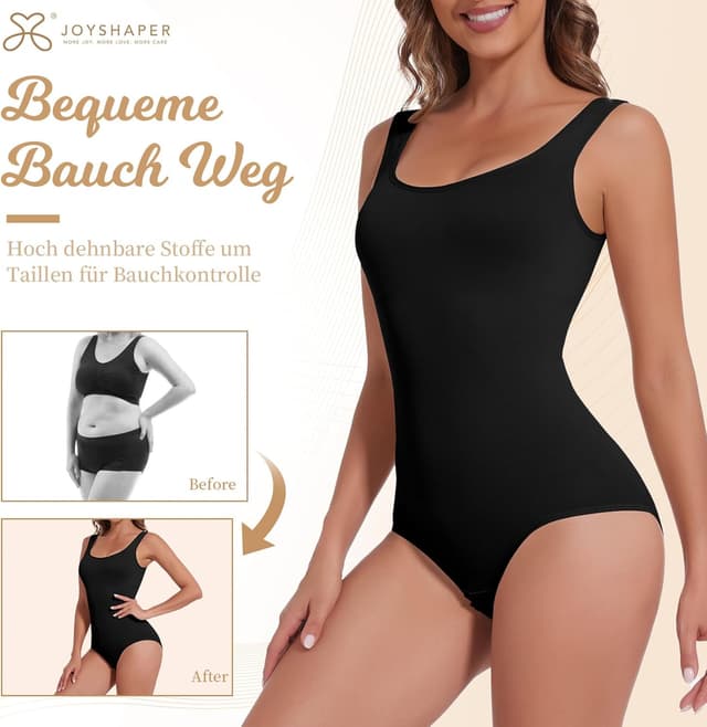 Detalle de Joyshaper Basic Tank Body mit Tanga-Form – shapewear Bauchweg Miederbody mit offenem Schritt