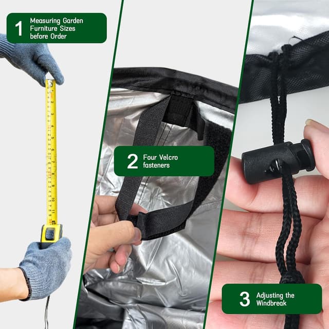 Detalle de Leeko wasserdichte Gartenmöbel Abdeckung (200 × 160 × 70 cm) aus 420D Oxford-Gewebe