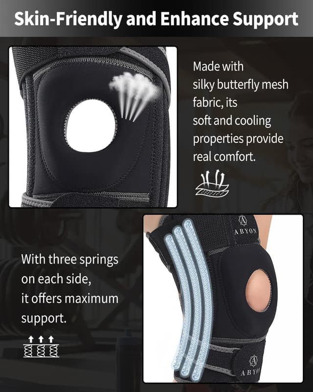 Detalle de ABYON ELITE Knee Support with 4-way adjustable non-slip strap system and side stabilisers