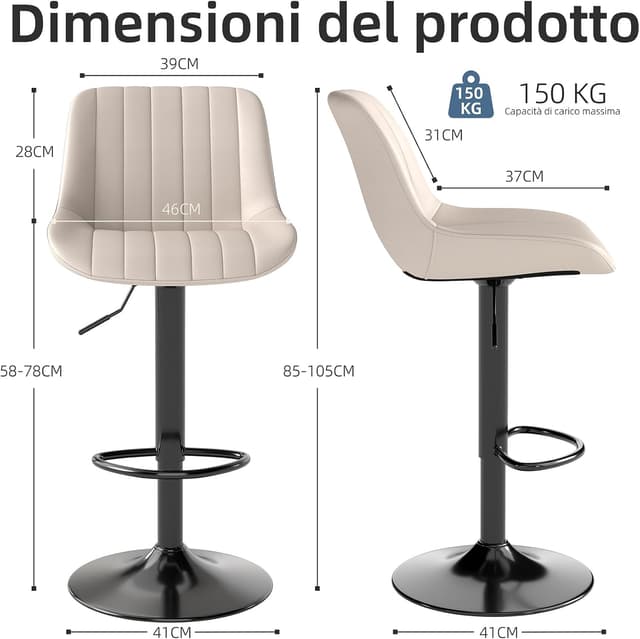 Detalle 2 de Youhauchair Sgabelli Cucina 3 pezzi, beige