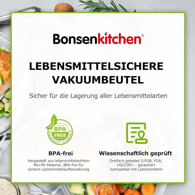 Thumbnail 6 de Bonsenkitchen Vakuumrollen 20/25/28 x 300 cm (3 Rollen) – Profi-Vakuumierfolie für Vakuumierer