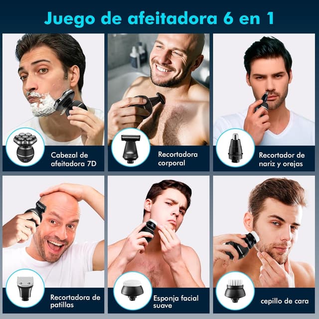 Detalle 2 de ETENTOUS 7D Afeitadora Cabeza Hombre con Pantalla LED ✂