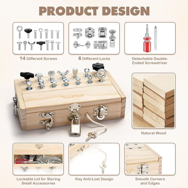 Thumbnail 4 de Vanplay Juguetes Montessori tablero con 14 tornillos