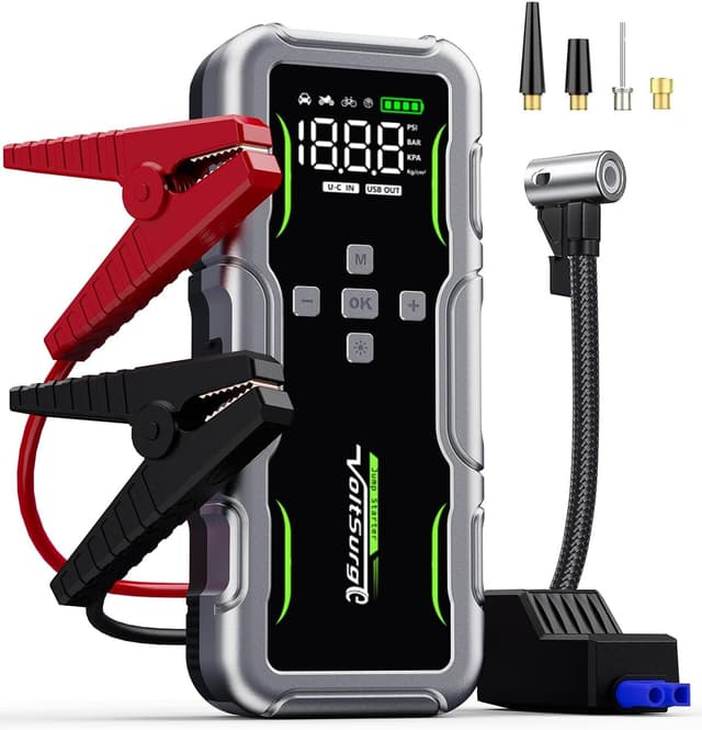 Detalle de VoltSurge 7000A : arrancador de batterie 12V avec compresseur 160 PSI et écran LCD