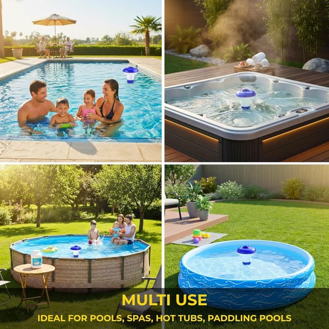 Thumbnail 6 de 5 Inch Floating Chlorine Dispenser for Hot Tubs & Pools – Adjustable ABS Tablet Floater with Lockable Cap