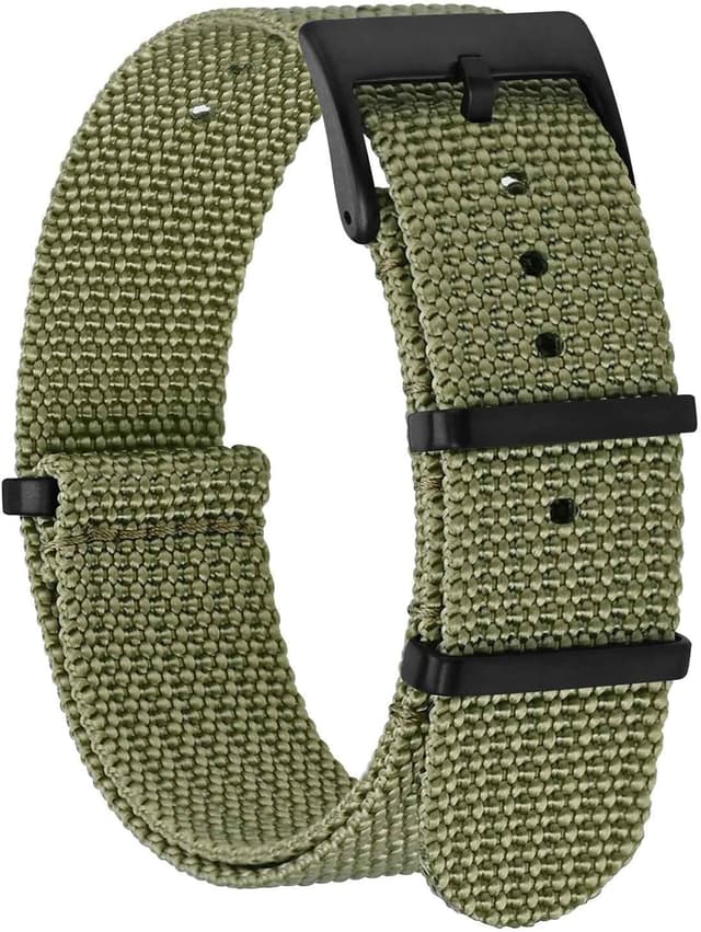 Detalle de BISONSTRAP Nylon Uhrenarmband für Herren (einteilig), 18/20/22 mm mit Edelstahl-Schnalle