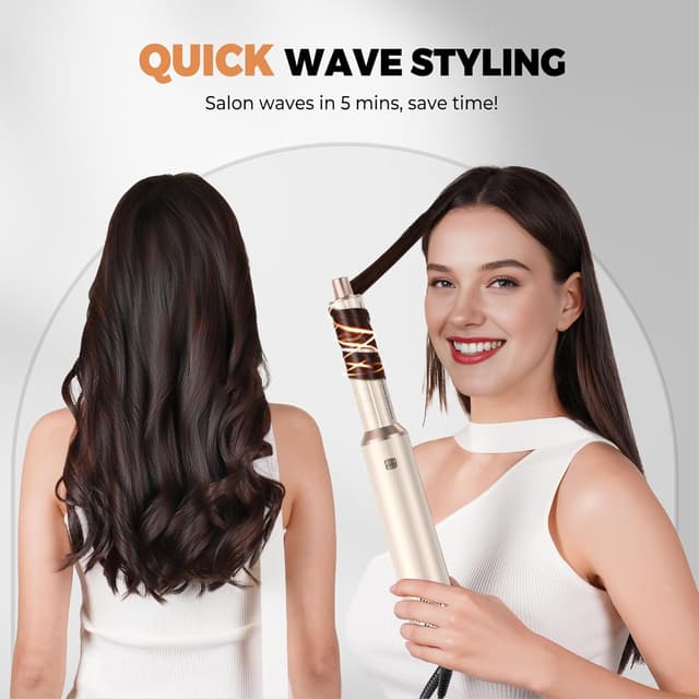 Detalle de OKWRAP Hair Styler Set 5-in-1 mit Heißluftbürsten, Air Curler-Aufsätzen und Glättbürste