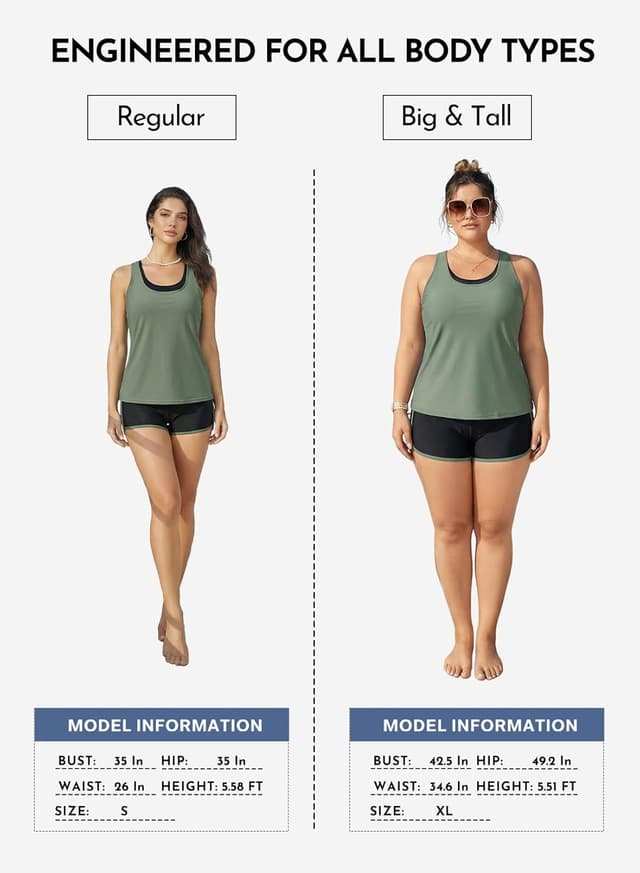 Thumbnail 6 de Aleumdr 3‑Piece Athletic Tankini with Shorts