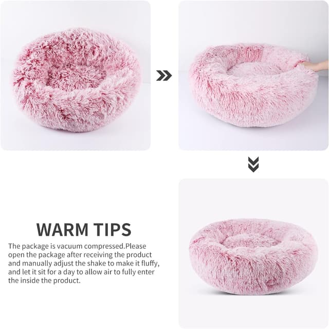 Detalle de BVAGSS rundes Hundebett & Katzenbett (Donut) aus flauschigem Plüsch, waschbar – XH034
