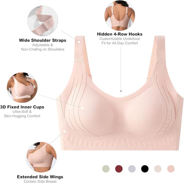 Detalle 2 de Fittingirls Soutien-gorge sans armature à coques semi-fixes – lifting complet et bretelles antidérapantes