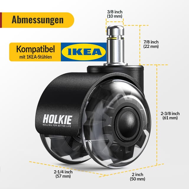 Detalle 2 de HOLKIE Bürostuhl Rollen 10 mm für 1KEA