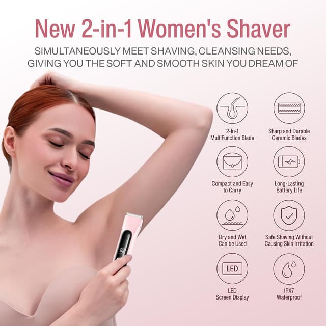 Detalle 2 de Lady Shavers for Women LS7 2-in-1 Electric Razor (IPX7 Wet & Dry) with LED Display