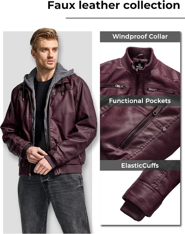 Thumbnail 4 de wantdo Men's Faux Leather Jacket