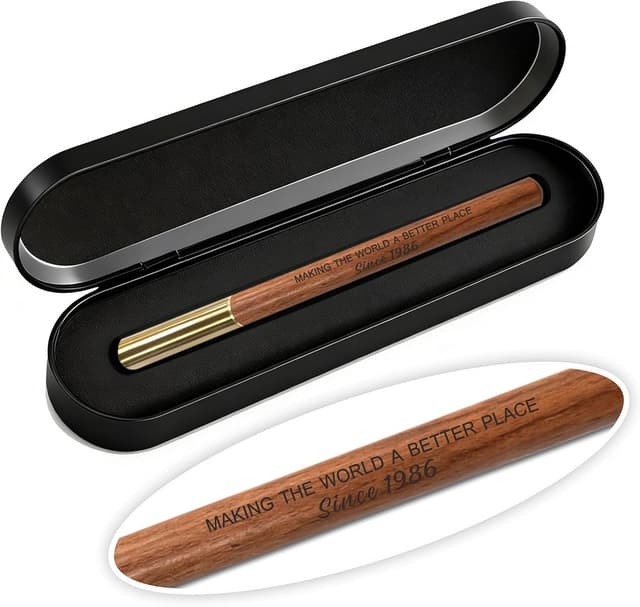 Detalle de iyaone Meaningful 40th Birthday Gift for 1986 – Engraved Wooden Gel Pen Keepsake Set