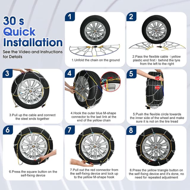 Thumbnail 3 de HAPPYMATE Auto-Fixing Snow Chains 30s