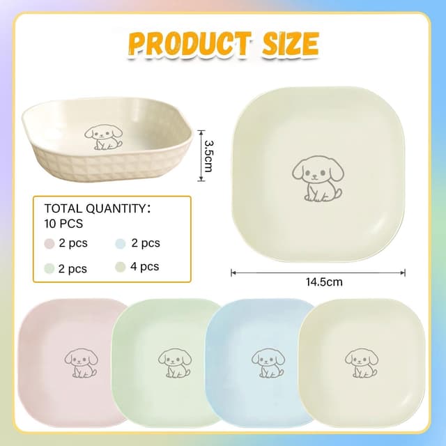 Detalle 2 de 10er-Set flache Katzen- und Hundenäpfe aus PP (Futter- & Wassernapf, Antischlingnapf-Ansatz) – 10 Stück