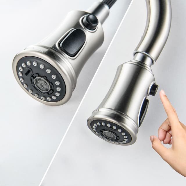 Thumbnail 6 de LakeBayMZC Rubinetto da cucina a muro in acciaio inox 304 nero, 360° e 2 tipi di getto